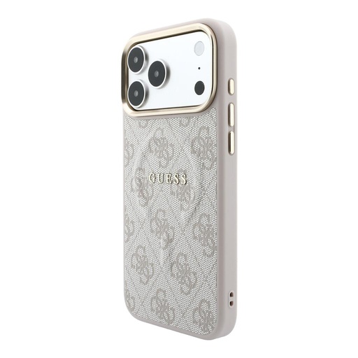 Apple iPhone 18 Pro Guess Leather 4G Gold Frame Embossed MagSafe bőr védőtok (Rózsaszín) (GUHMP18LP4MSEGCP)