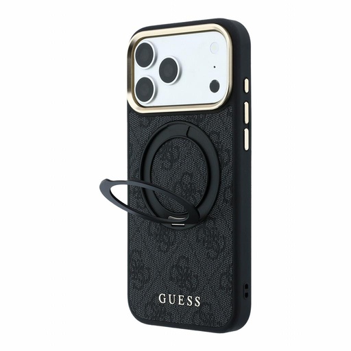 Apple iPhone 18 Pro Guess 4G Ring Stand MagSafe védőtok (Fekete) (GUHMP18L6PS4RSCLK)