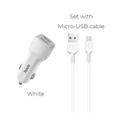 Hoco Z23 autós töltő (2 USB port, microUSB kábel), 5V 2,4A, fehér