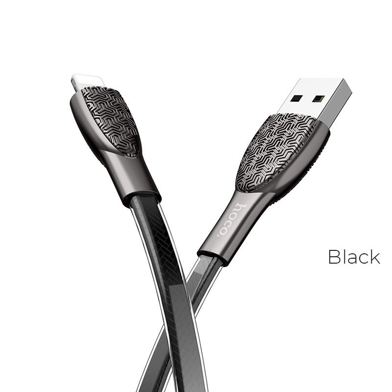 Hoco U52 1.2M cink ötvözet PVC lightning kábel, fekete