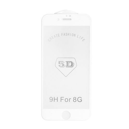 Apple iPhone 6/7/8 hajlított üvegfólia, átlátszó (fehér keret)