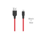 Hoco X21 microUSB kábel (strapabíró), 2A, szilikon, 1m, fekete/ piros