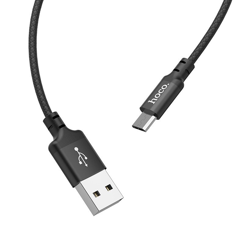 Hoco X14 microUSB kábel, szövet, max. 2.0A, 1m, Fekete