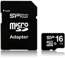 Silicon Power microSDHC + adapter 16GB class10 memóriakártya