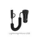 Hoco Z21A Ascender single-port car charger with cable(Apple + Micro) Black