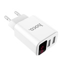 Hoco C63A hálózati töltő (2 USB port), 5V 2,1A, LED állapotjelző, fehér