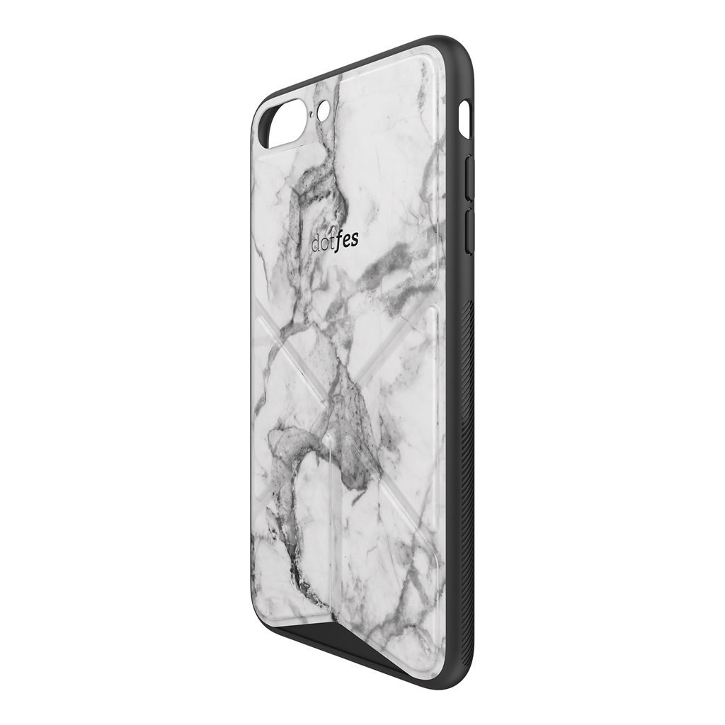 Apple iPhone 7/ 8/ SE 2020/ SE 2022 Dotfes origami bőr prémium hátlap tok (Fehér-márvány mintás)