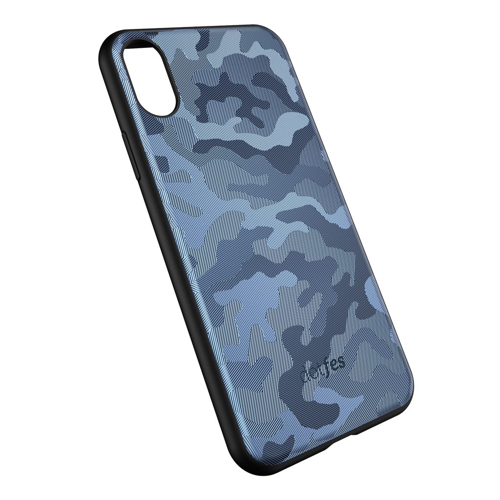 Apple iPhone X/ XS Dotfes camouflage style prémium hátlap tok, (Kék)