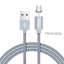 Hoco U40A 1M mágneses alumínium ötvözet microUSB kábel (mágneses töltővég), szürke