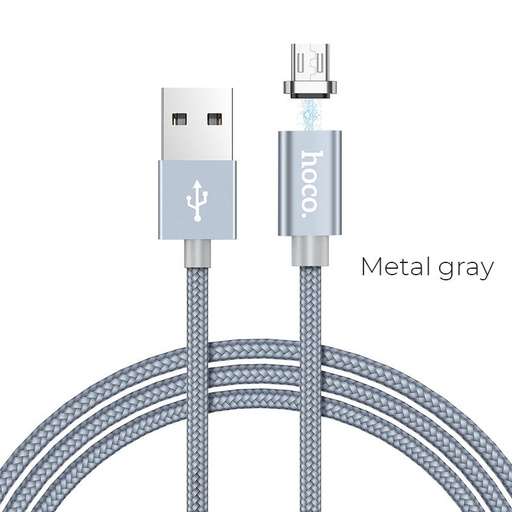 Hoco U40A 1M mágneses alumínium ötvözet microUSB kábel (mágneses töltővég), szürke