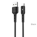 Hoco X30 microUSB kábel (LED állapotjelző), LED állapotjelző, 2A, 1,2m, fekete