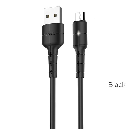 Hoco X30 microUSB kábel (LED állapotjelző), LED állapotjelző, 2A, 1,2m, fekete