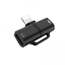 Hoco LS20 2in1 lightning elosztó (lightning audio+lightning töltő port), fekete