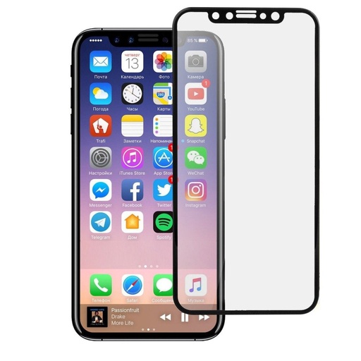 Apple iPhone X/XS/11 Pro 5D üvegfólia teljes kijelzőre, átlátszó (fekete keret)