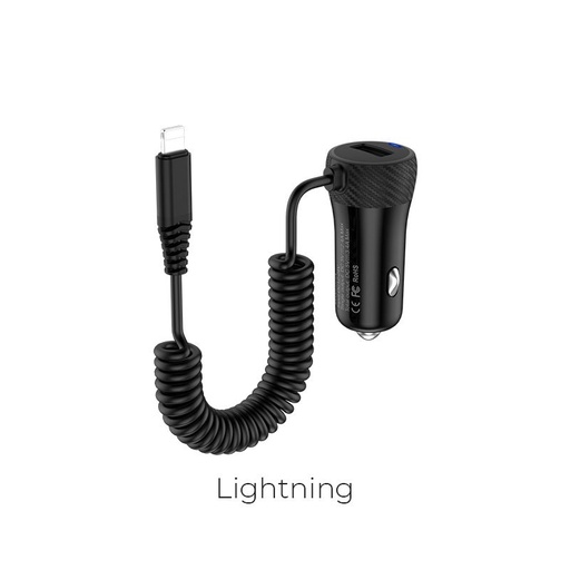 Hoco Z21A Ascender single-port car charger with cable lightning Black