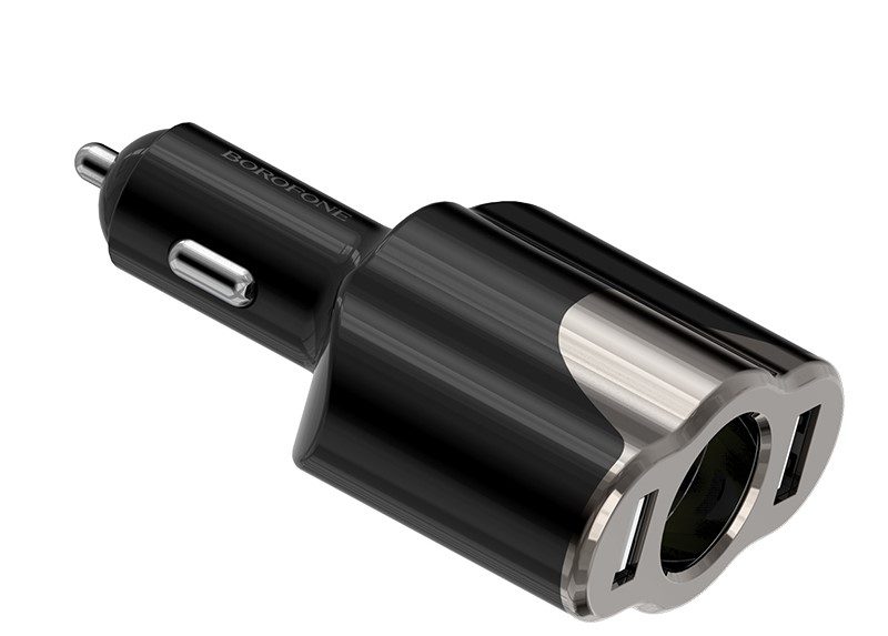 Borofone BZ7 autós töltő (2xUSB port), szivargyújtó aljzat, 5V 2,1A, fekete
