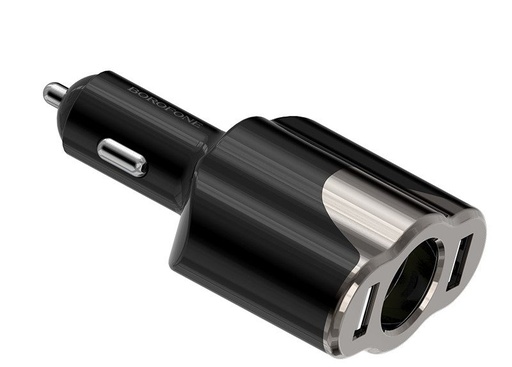 Borofone BZ7 autós töltő (2xUSB port), szivargyújtó aljzat, 5V 2,1A, fekete