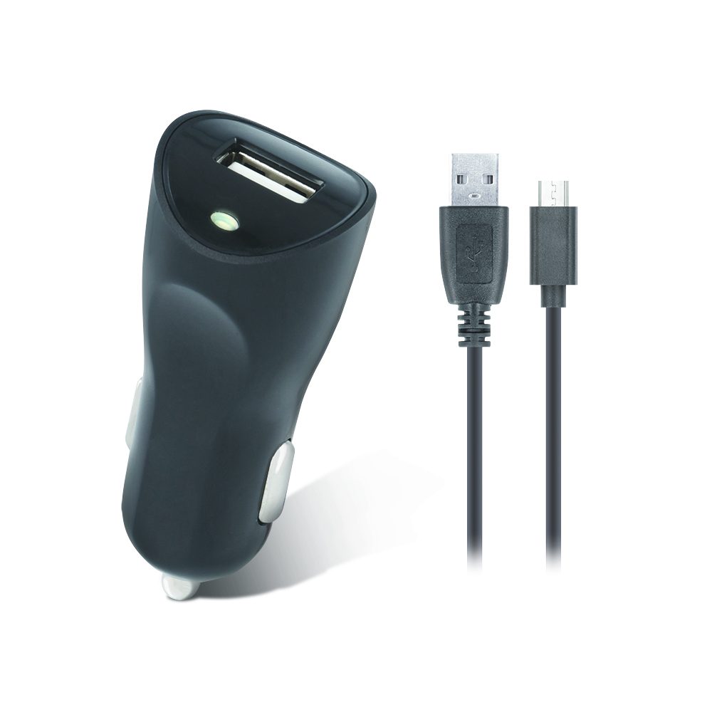Setty autós töltő (microUSB kábel), 2 USB port, 2A, fekete