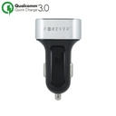 Forever autós gyorstöltő (2 USB port), QC 3.0,30W, ezüst/ fekete