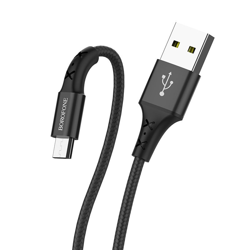 Borofone BX20 microUSB kábel, szövet, 2A, 1m, fekete