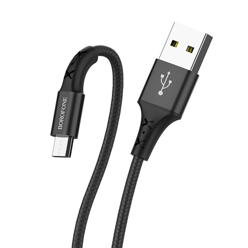 Borofone BX20 microUSB kábel, szövet, 2A, 1m, fekete