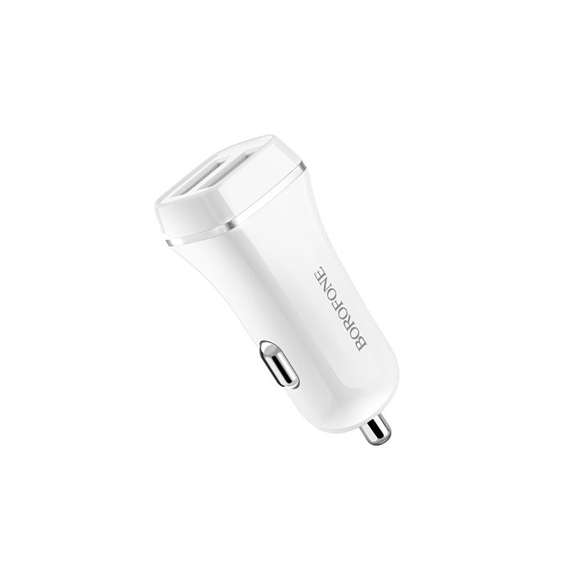 Borofone BZ2 autós töltő (2xUSB port), 5V 2,4A, fehér