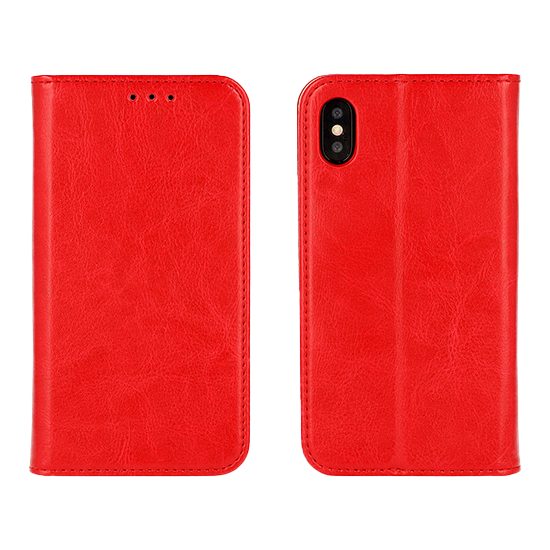 Huawei P30 eredeti bőr notesz tok (Piros)
