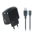 hálózati töltő (microUSB kábel), 2A, fekete