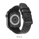 Hoco Apple Watch Series1/2/3/4/5(38/40mm) WB18 Fenix bőrszíj, Fekete