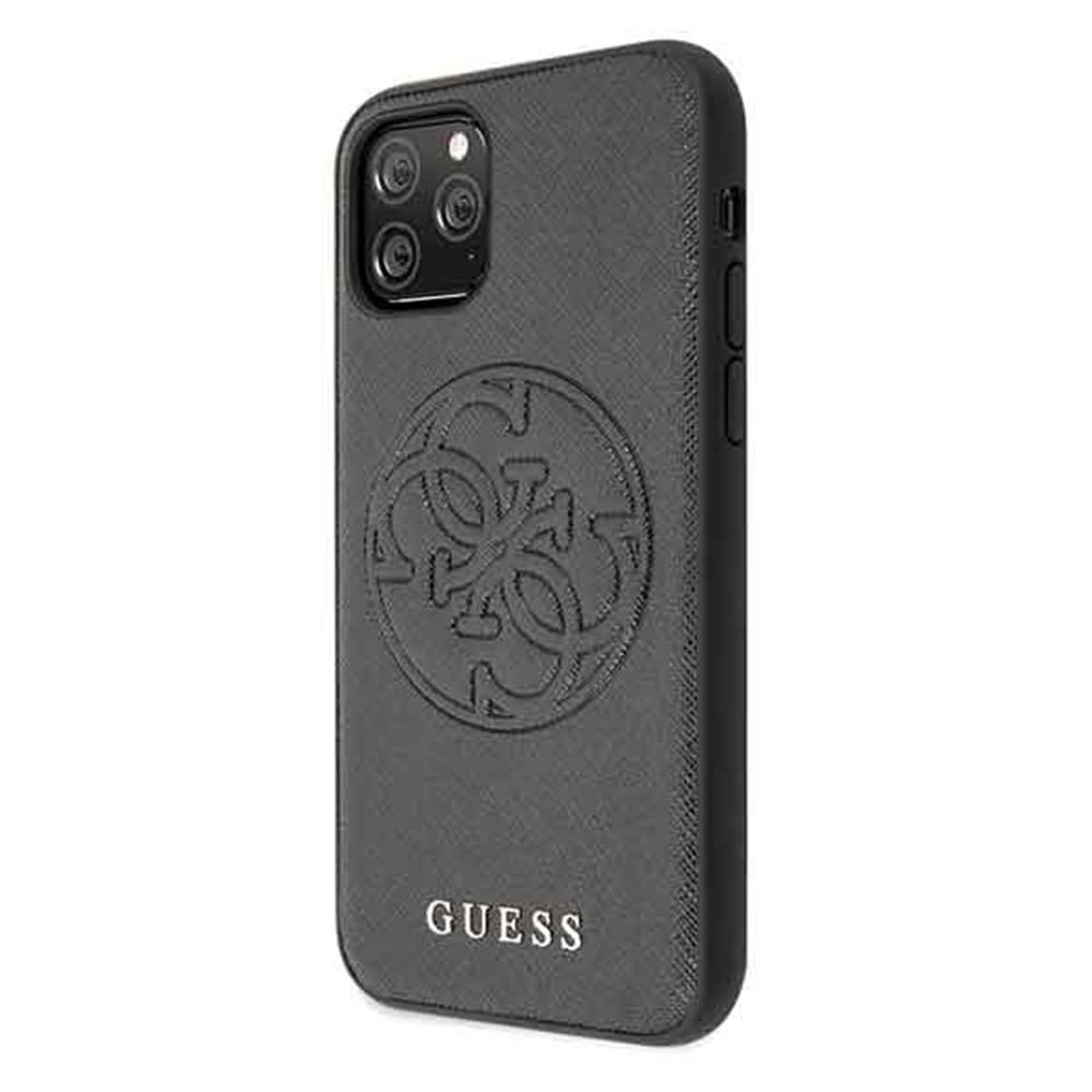 Apple iPhone 11 Pro Guess Saffiano Embossed Circle Logo tok (Fekete) - GUHCN58RSSASBK
