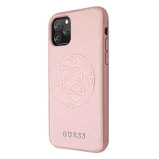 Apple iPhone 11 Pro Guess Saffiano Embossed Circle Logo tok (Rózsaszín) - GUHCN58RSSASRG