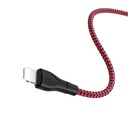 Borofone BX39 lightning kábel, szövet, 3A, 1m, fekete/ piros