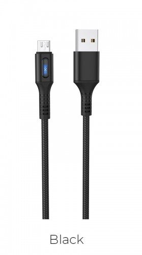 Hoco U79 microUSB kábel, LED állapotjelző, túltöltés elleni védelem, fekete