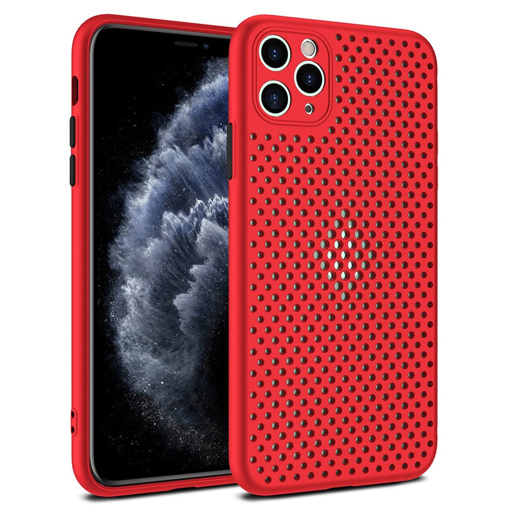 Apple iPhone 11 (6,1") breath légáteresztő hátlap tok, piros
