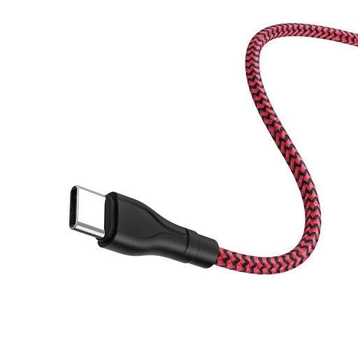 Borofone BX39 type-C kábel, szövet, 3A, 1m, fekete/ piros