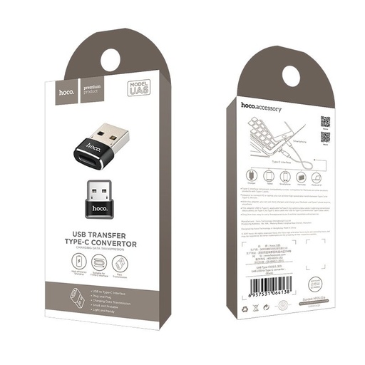 Hoco UA6 átalakító (USB, type-C), fekete