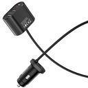 Hoco Z35 autós gyorstöltő (2xUSB port, PD gyorstöltés), max. 42W, QC, hosszabbítóval, fekete