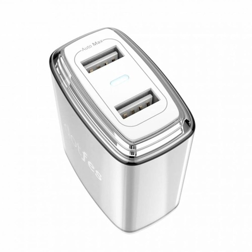 Dotfes C01 hálózati töltő (2 USB port), 5V 3,4A, ezüst