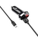 Borofone BZ15 autós töltő (2 USB port, microUSB kábel), LED állapotjelző, 5V 2,4A, fekete
