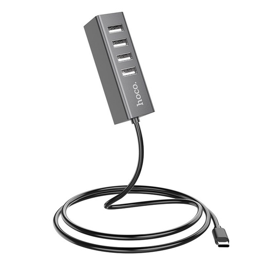 Hoco HB1 HUB, USB-C - 4 USB, metálszürke