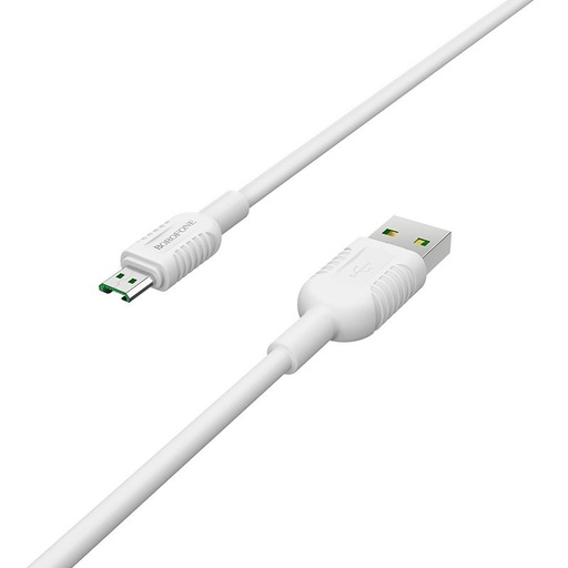 Borofone BX33 microUSB kábel (gyorstöltő), 4A, 1,2m, fehér