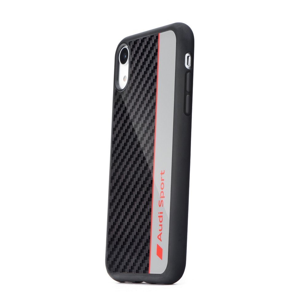 Apple iPhone X/ XS AUDI carbon fibre prémium hátlap tok, (Szürke) - AUS-TPUPCIPXS-R8/D1-GY