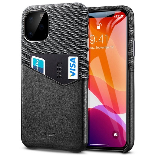 Apple iPhone 11 ESR metro wallet hátlap tok (Fekete)