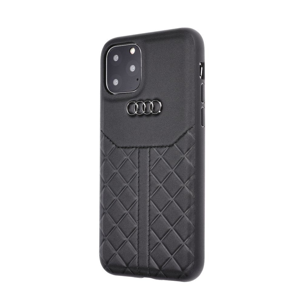Apple iPhone 11 Pro AUDI leather prémium hátlap tok, (Fekete) - AAU-TPUPCIP11-Q8/D1-BK