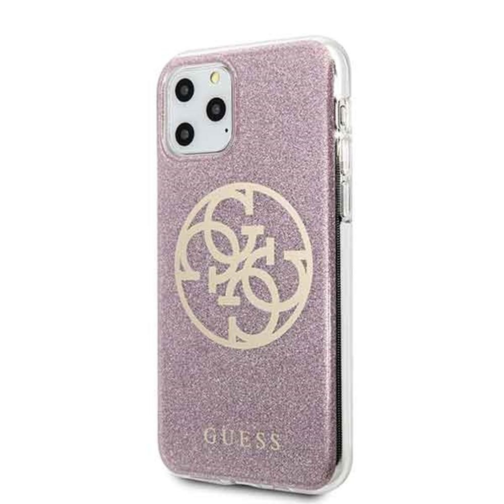 Apple iPhone 11 Pro Guess Glitter 4G Logo tok (Rózsaszín) - GUHCN58PCUGLPI