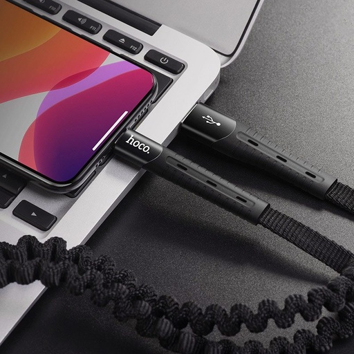 Hoco U78 microUSB kábel, 2,4A, szövet, 1,2m, fekete