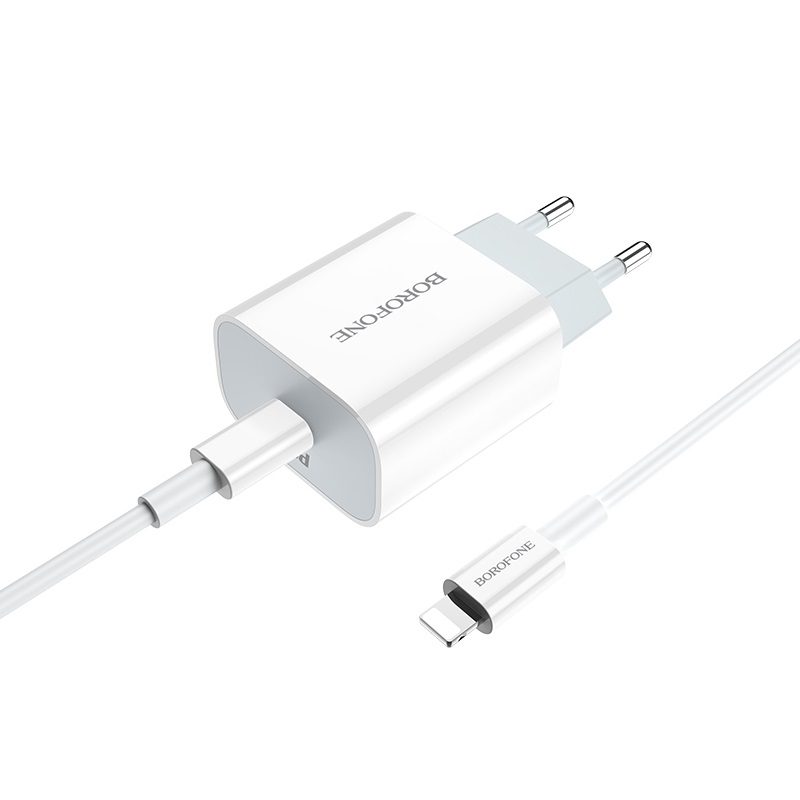 Borofone BA38A PD hálózati gyorstöltő (lightning kábel), max. 18W, fehér