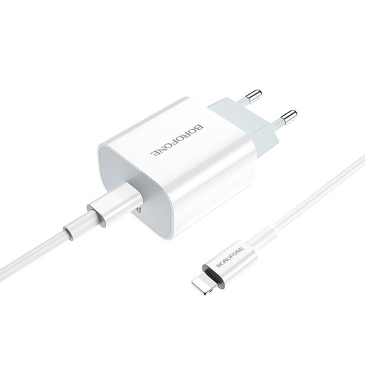 Borofone BA38A PD hálózati gyorstöltő (lightning kábel), max. 18W, fehér