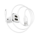 Borofone BZ12 autós töltő (2 USB port, lightning kábel), 5V 2,4A, fehér