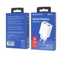 Borofone BA39A hálózati gyorstöltő (2 USB port, microUSB kábel), QC 3.0, max. 18W, fehér